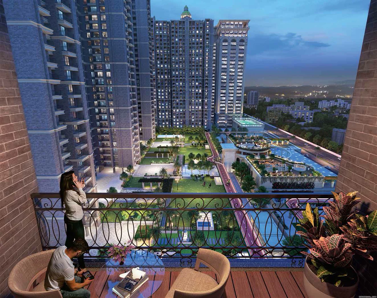 Balcony view over the podium gardens