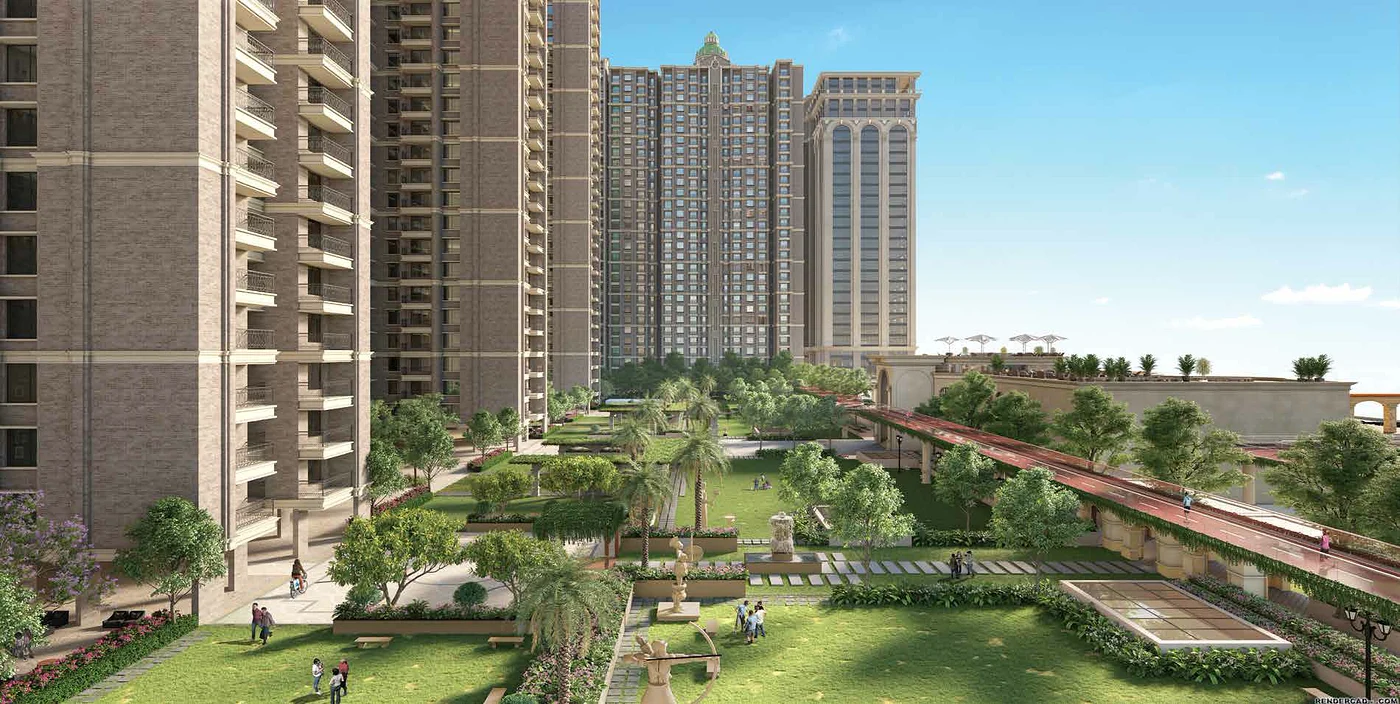Landscaped podium gardens across six acres