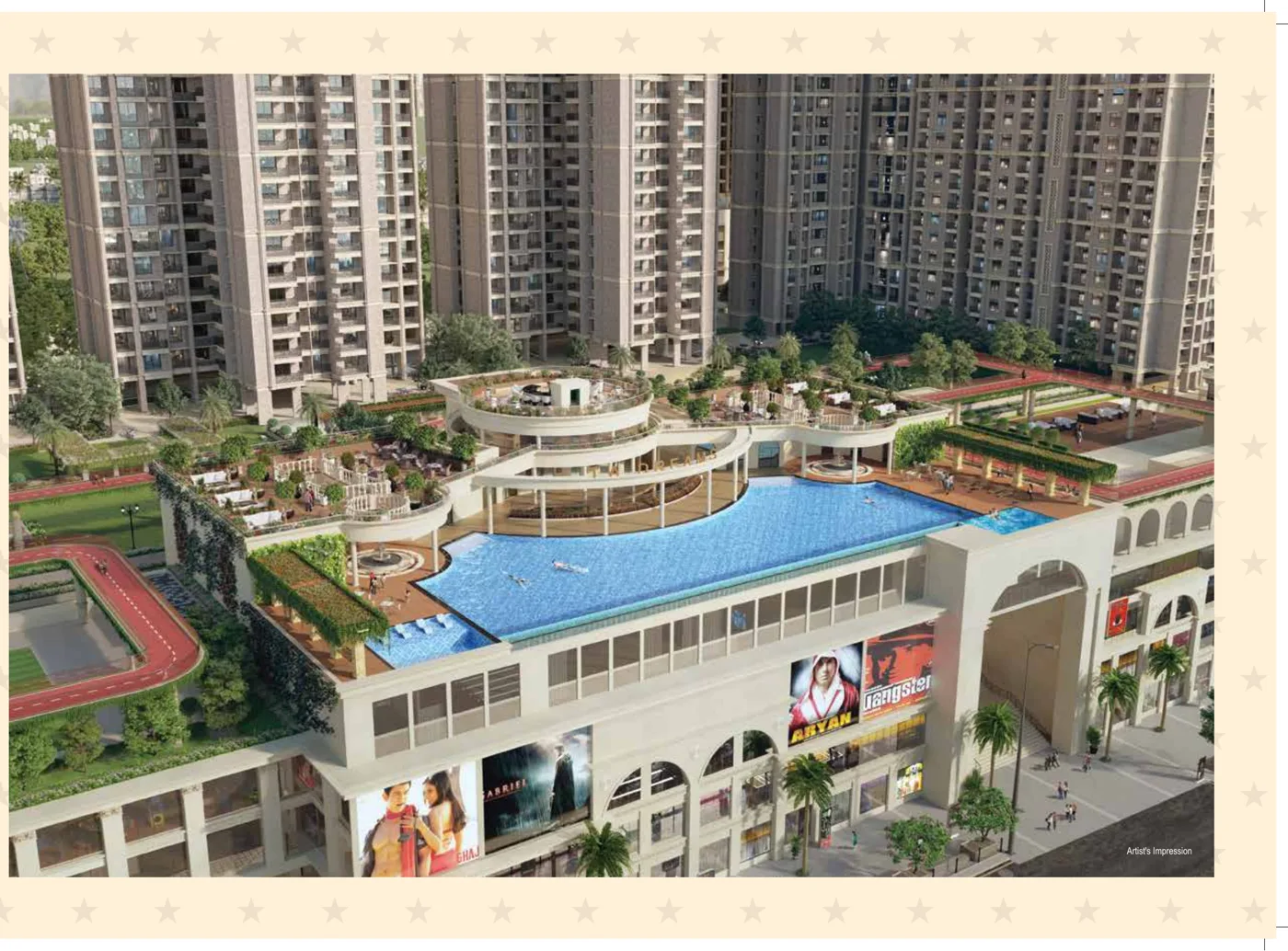 Podium pool and clubhouse aerial