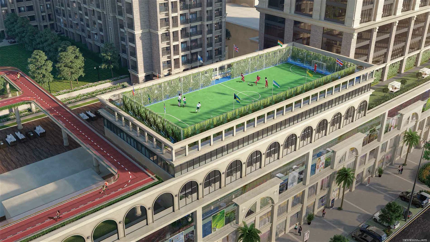 Rooftop futsal court at Sai World Dreams