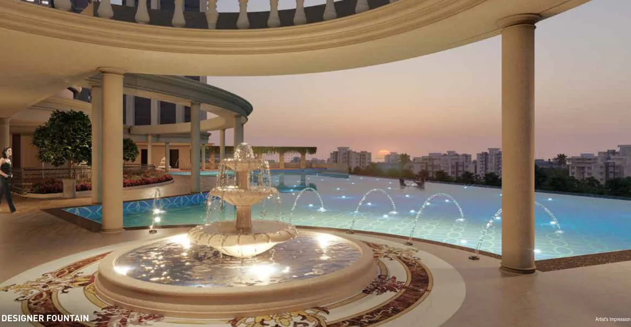 Designer fountain in Zen World at Sai World Dreams